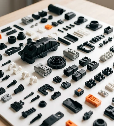 Neat production floor showing finished plastic components at Mrughan Plastics