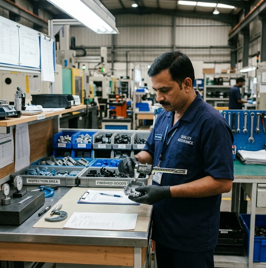 Quality inspection of plastic moulded components using digital caliper tool